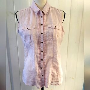 Paul Costelloe Pale Pink Pleated Linen Tank Size M